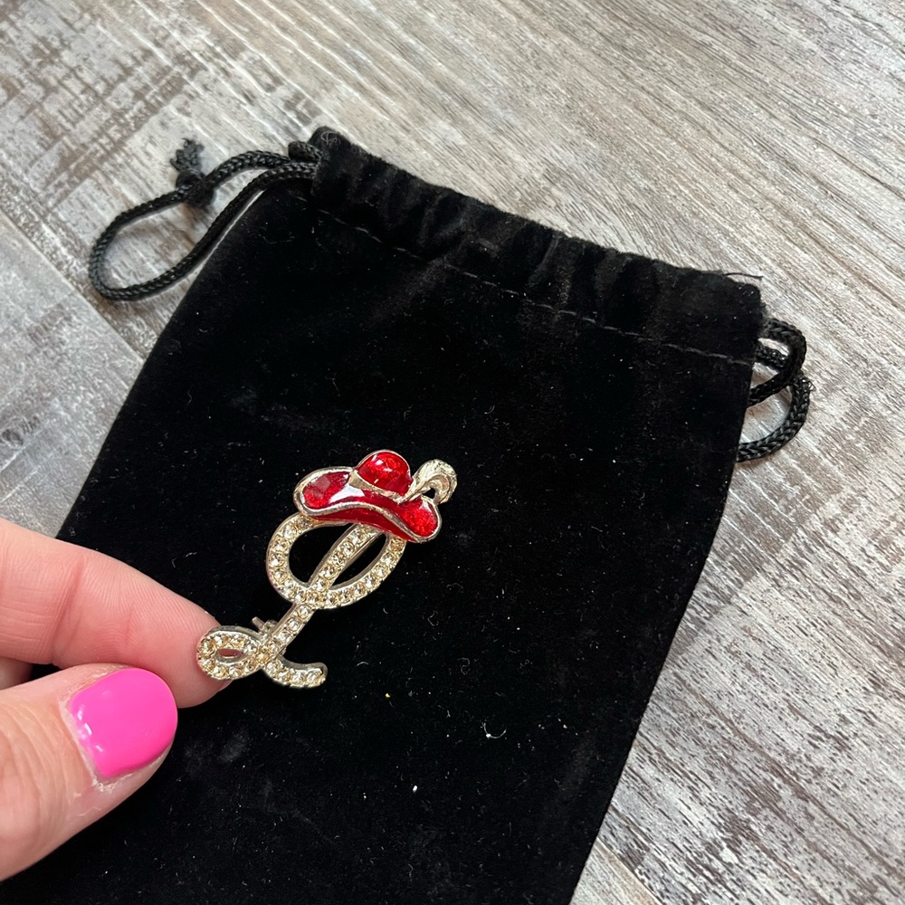 Red and Gold Rhinestone Brooch